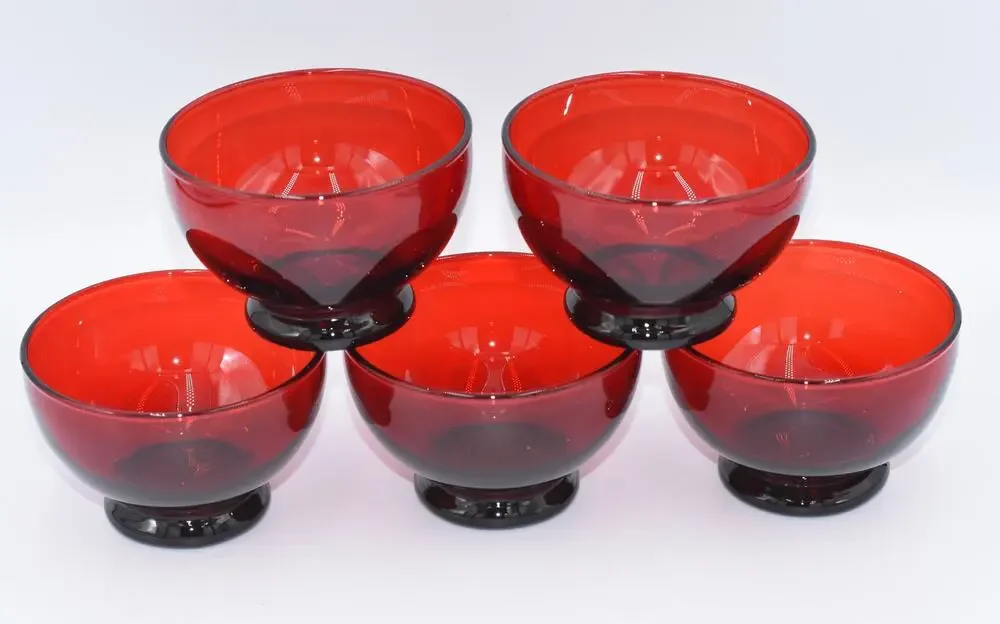 Low Sherbet Baltic Royal Ruby by ANCHOR HOCKING 5pc Set